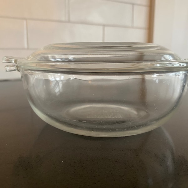 Vintage Pyrex Clear #019  20oz Individual Round Casserole Dish w/Lid