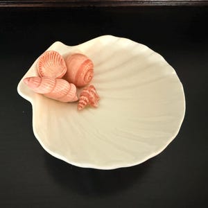 Fitz & Floyd Coquille Soap Dish, Scallop Shell Soap or Trinket Dish w/Sea Shells (1976)