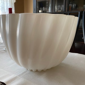 Vintage Hazel Atlas Alpine White Punch Set, Milk Glass Punch Bowl 7 Milk Glass Punch Cups BEAUTIFUL image 5