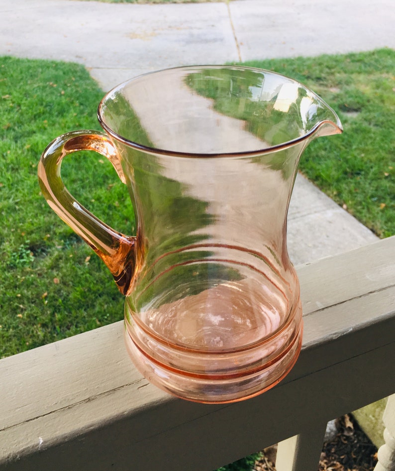 Vintage Art Deco Pink Glass Pitcher Dunbar Pink Glass No. Etsy