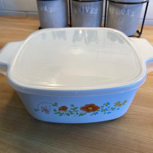 Corning Ware 1.5L WILDFLOWER Square Casserole w/Plastic Lid - A-1 1/2-B