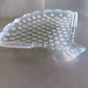 Fenton Hobnail French Opalescent Small Fan Ashtray