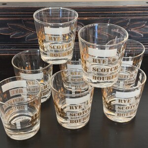 Vintage Mid-Century &#39;One The Rocks&#39; Whiskey Rocks Glasses - Set of 4, Classy Retro Design Barware