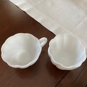 Vintage Hazel Atlas Alpine White Punch Set, Milk Glass Punch Bowl 7 Milk Glass Punch Cups BEAUTIFUL image 7