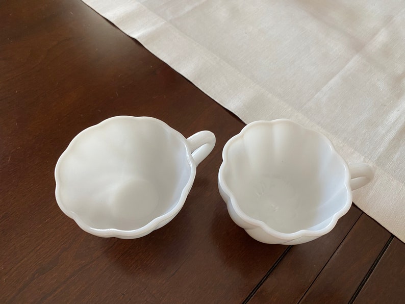 Vintage Hazel Atlas Alpine White Punch Set, Milk Glass Punch Bowl 7 Milk Glass Punch Cups BEAUTIFUL image 7