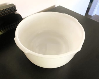 Mid-Century Vintage Large Milk Glass Mixing Bowl Made In USA - Glasbake for Sunbeam #16