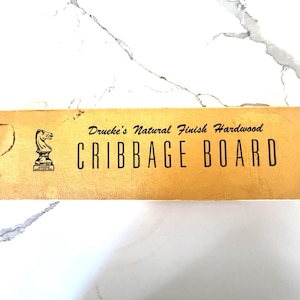 Solid Hardwood Cribbage Board, Boxed Set w/Game Instructions - Drueke&#39;s Game Box