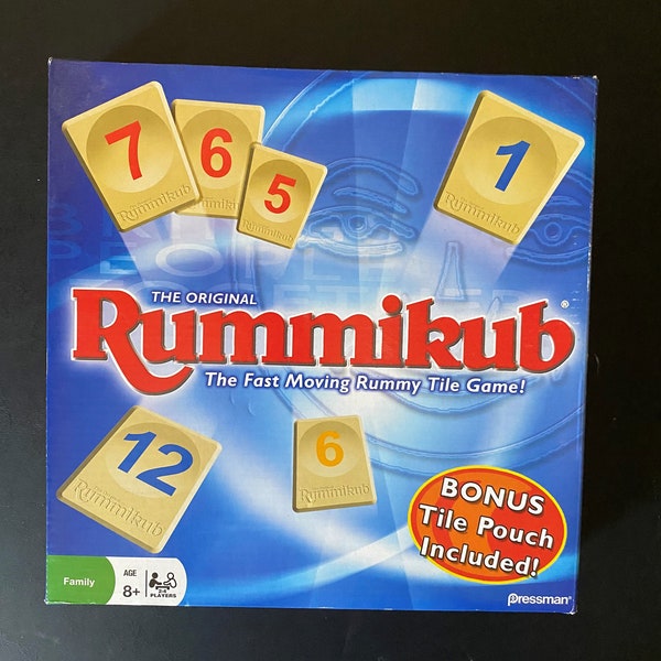 Rummikub  Rummy Tile Game w/BONUS- Fabric Drawstring Tile Pouch - COMPLETE Game