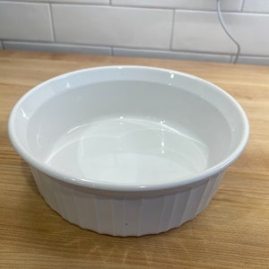 Cocotte individuelle ronde originale blanche de France Corning Ware - F-24-B, 3 tasses