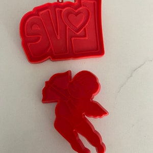 Hallmark Red Plastic Valentine Cookie Cutters - 2 Cookie Cutters:  LOVE + CUPID