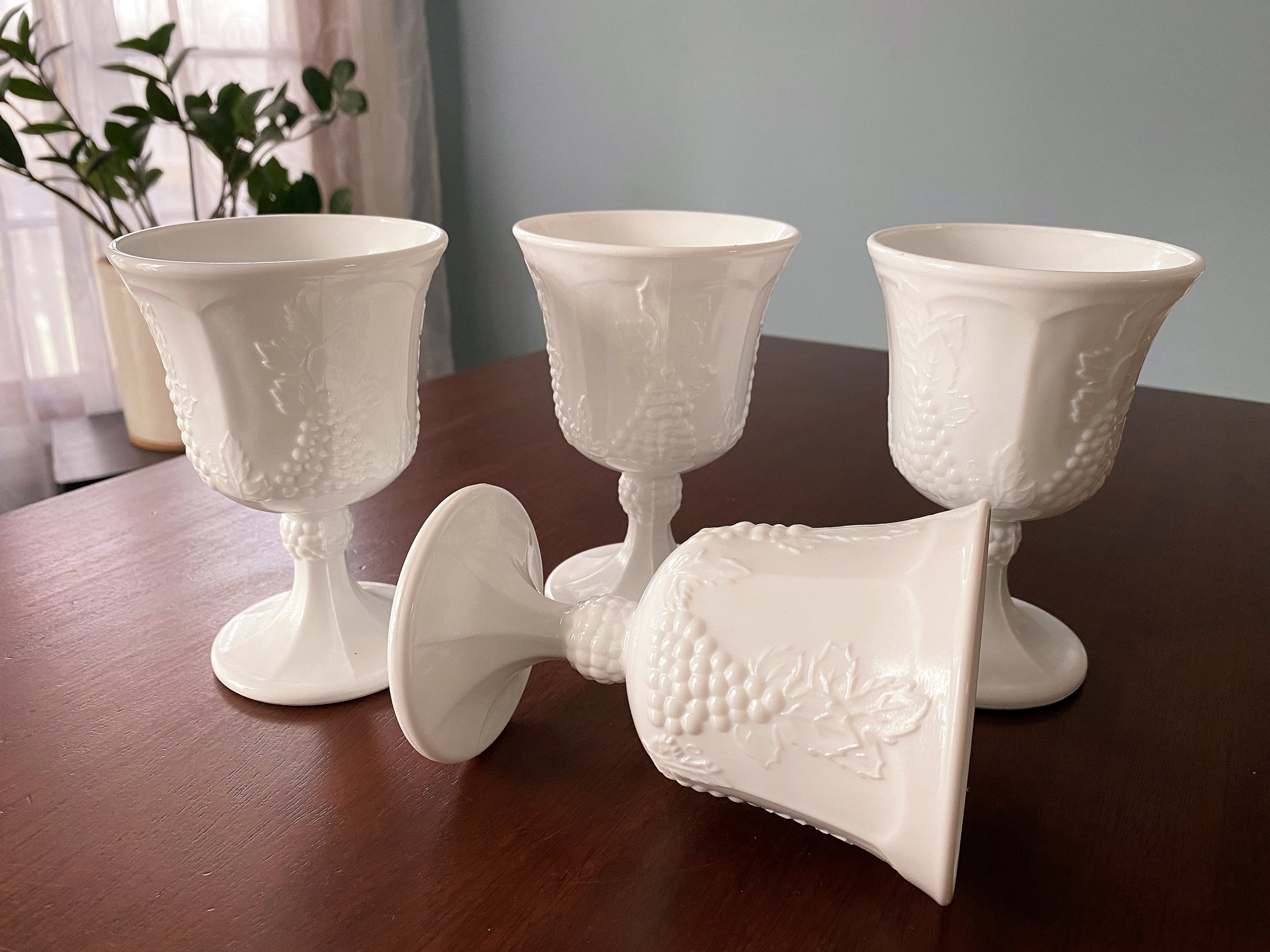 Indiana Glaskolonie Ernte Milchglas Wasser (oder Wein) Kelche - 4er Set