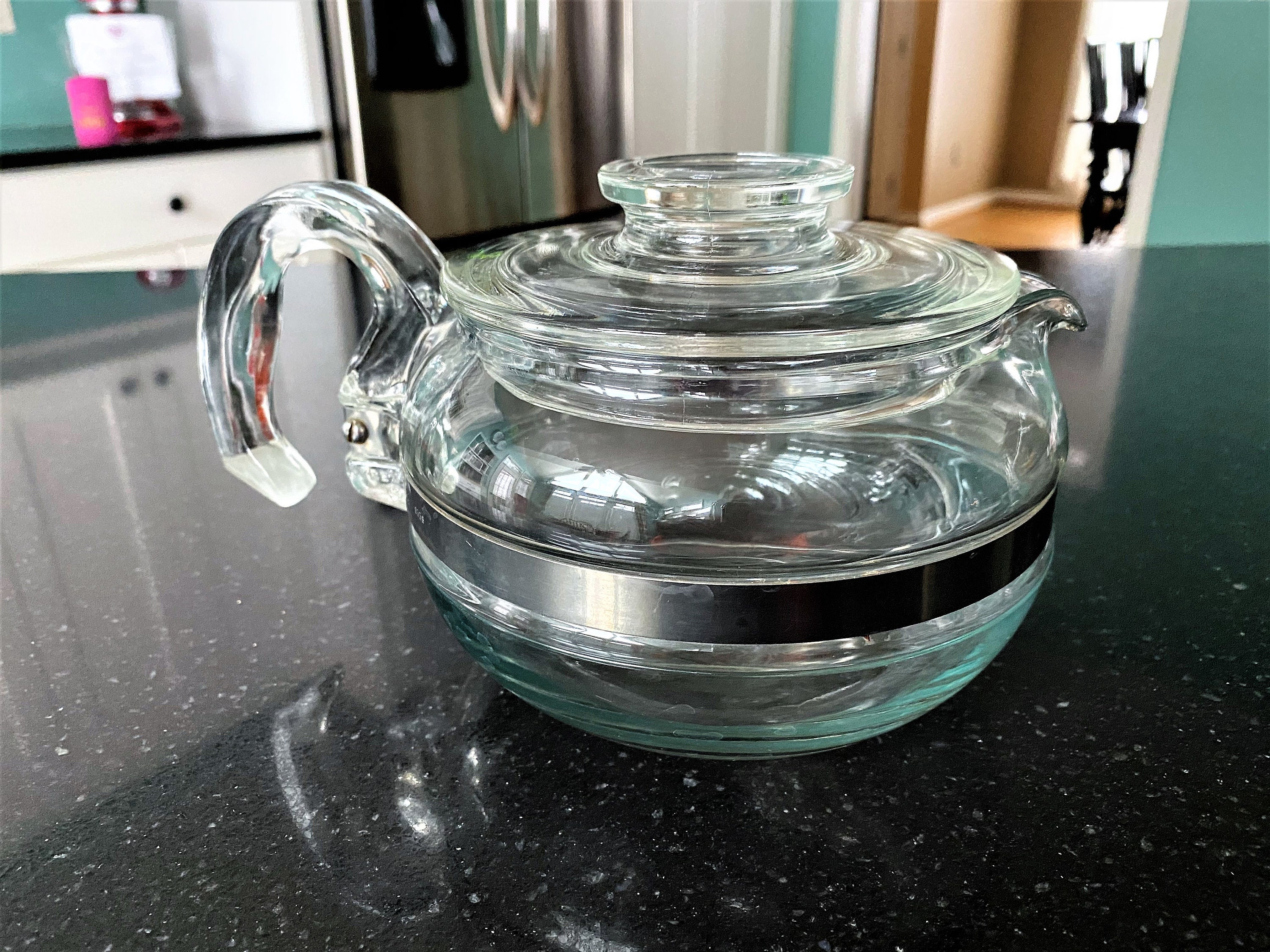 Vtg Retro Clear Glass Teapotvtg 1960's Pyrex Glass 
