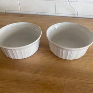 Cocottes individuelles blanches françaises Corning Ware - F-16-B, 16 oz chacun - Lots de 2