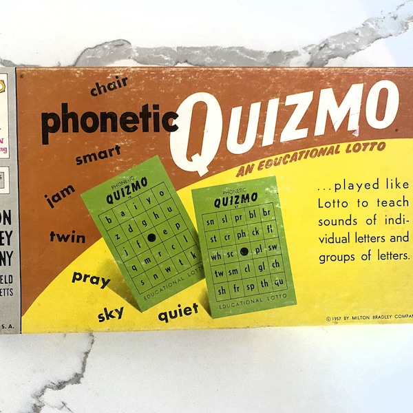 Vintage Phonetic Quizmo Educational Game from 1957 Milton Bradley - COMPLETE