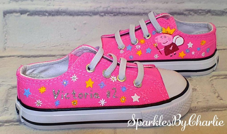 Peppa pig shoes, peppa pig zapatillas personalizadas, personalizadas, zapatillas para niños Kids Pink shoes, Custom Small shoes imagen 3