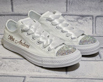 Converse Wedding Trainers, Bridal Shoes, Custom Brides Sneakers, Personalised Bridesmaid pumps, Customised Sneakers for Bridal Party