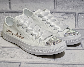 Converse Wedding Trainers, Bridal Shoes, Custom Brides Sneakers, Personalised Bridesmaid pumps, Customised Sneakers for Bridal Party