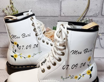 Custom Dr Martens, Wedding Dr Martens, Wedding boots, Painted Wedding shoes, Wedding shoes, Alternative wedding, Rock Wedding , Bridal boots