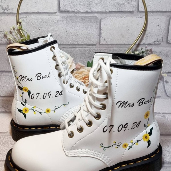 Custom Dr Martens, Wedding Dr Martens, Wedding boots, Painted Wedding shoes, Wedding shoes, Alternative wedding, Rock Wedding , Bridal boots