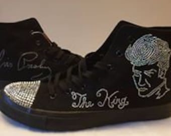 Elvis Presley High Top Sneakers Designed With Sparkly