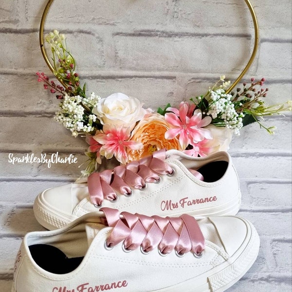 Converse Wedding Shoes, Personalised Wedding Pumps, Bridal Trainers, Brides Sneakers, Custom Converse, Bride Converse Shoes
