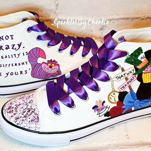 Alice in Wonderland Shoes Custom Hightop Trainers - Etsy