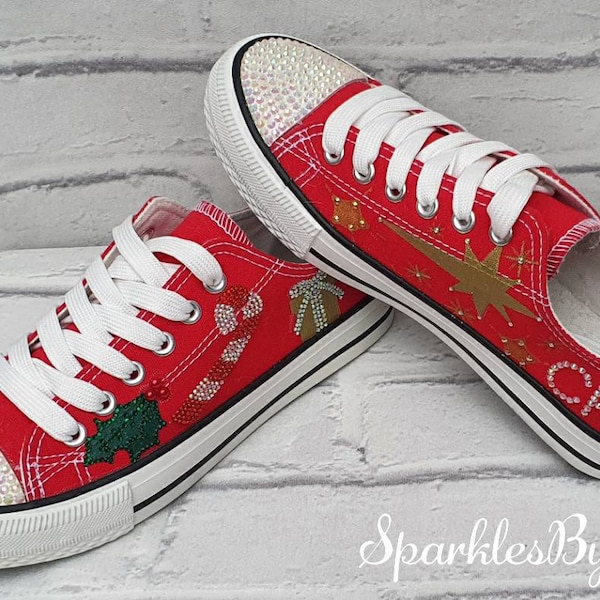 Christmas shoes, Xmas trainers, low top Converse trainers, Christmas canvas shoes, Converse Christmas shoes