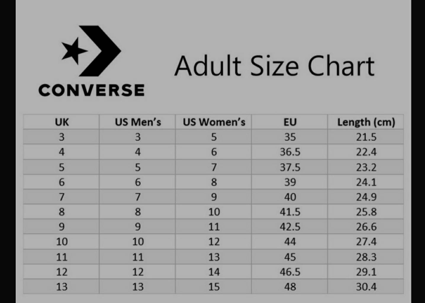 Converse uk size chart hotsell