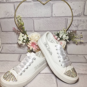 Wedding trainers for Bride, wedding shoes for Bride, personalised wedding shoes, Custom bridal canvas shoes, Custom bridal trainers