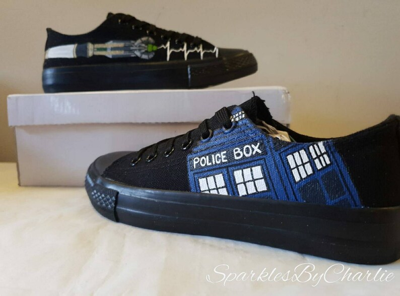 Dr Who Converse Shoes Custom Dr Who Sneakers Painted Dr Who Etsy UK