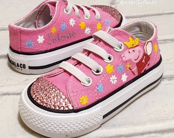 Peppa pig shoes, Peppa pig personalised trainers, personalised, childrens trainers Kids Pink shoes, Custom Small shoes