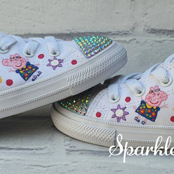 Zapatos de cerdo Peppa, converse para niños personalizados, entrenadores personalizados, bombas para niños, entrenadores infantiles,