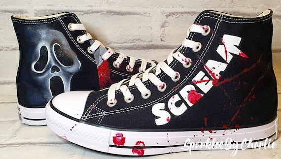 Hand Painted Shoes Wes Craven Scream Painted Converse Black - Etsy