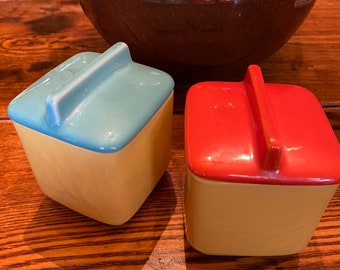 Barattolo e piatto per marmellata di pane Franciscan toastmaster, menta anni '40