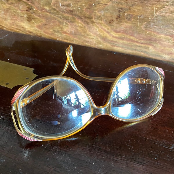 Christian Dior '70-80's lunettes 2428 jaune/marron autrichien fait excellent