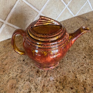Gorgeous mint Faro English art deco brown mottled tea pot 6.5” H sooo cool!