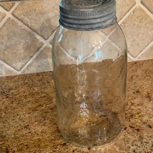 rare vintage 9” H  glass mason beaver  jar mint!