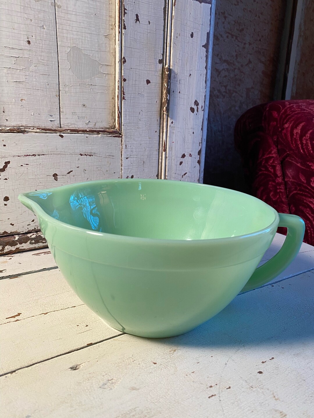 Vintage Fire King Jadeite Batter Bowl Excellent Etsy