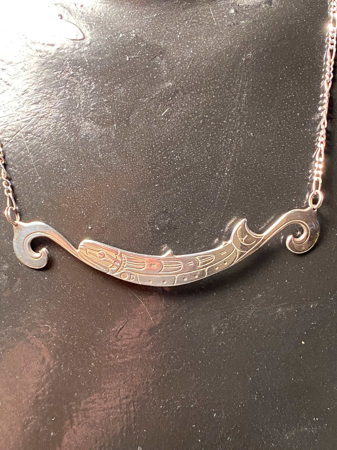 Vintage Harold Alfred Stirling Indigenous Artist Salmon Design Necklace