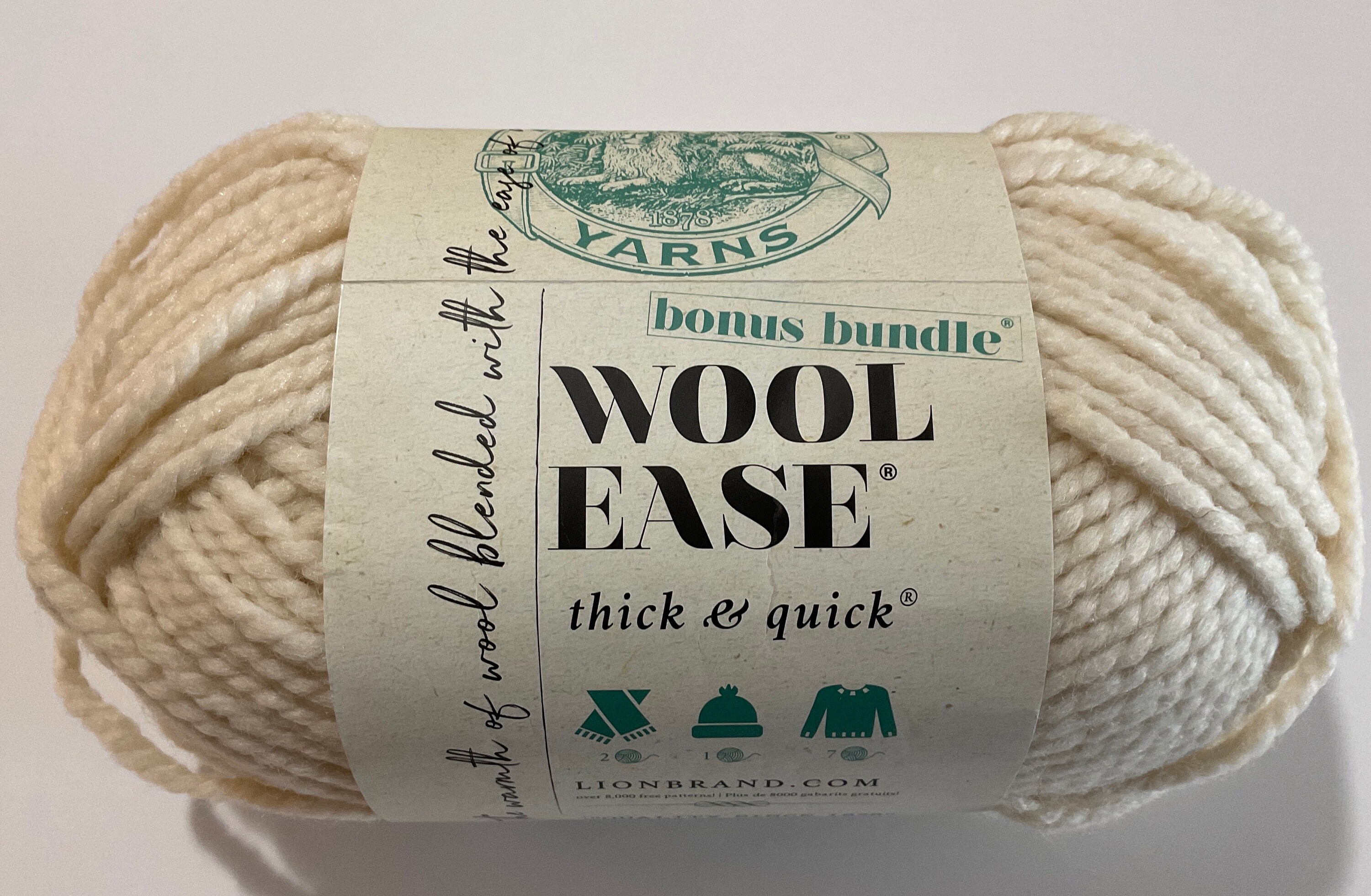 Lion Brand Wool Ease Thick & Quick Yarn, Fossil lot of 2 