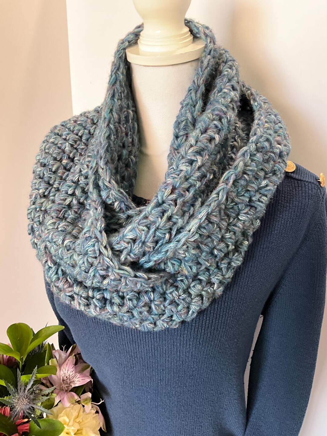NEW for 2024 Extra Wide Handmade Wool Blend Infinity Scarf in Shades of ...