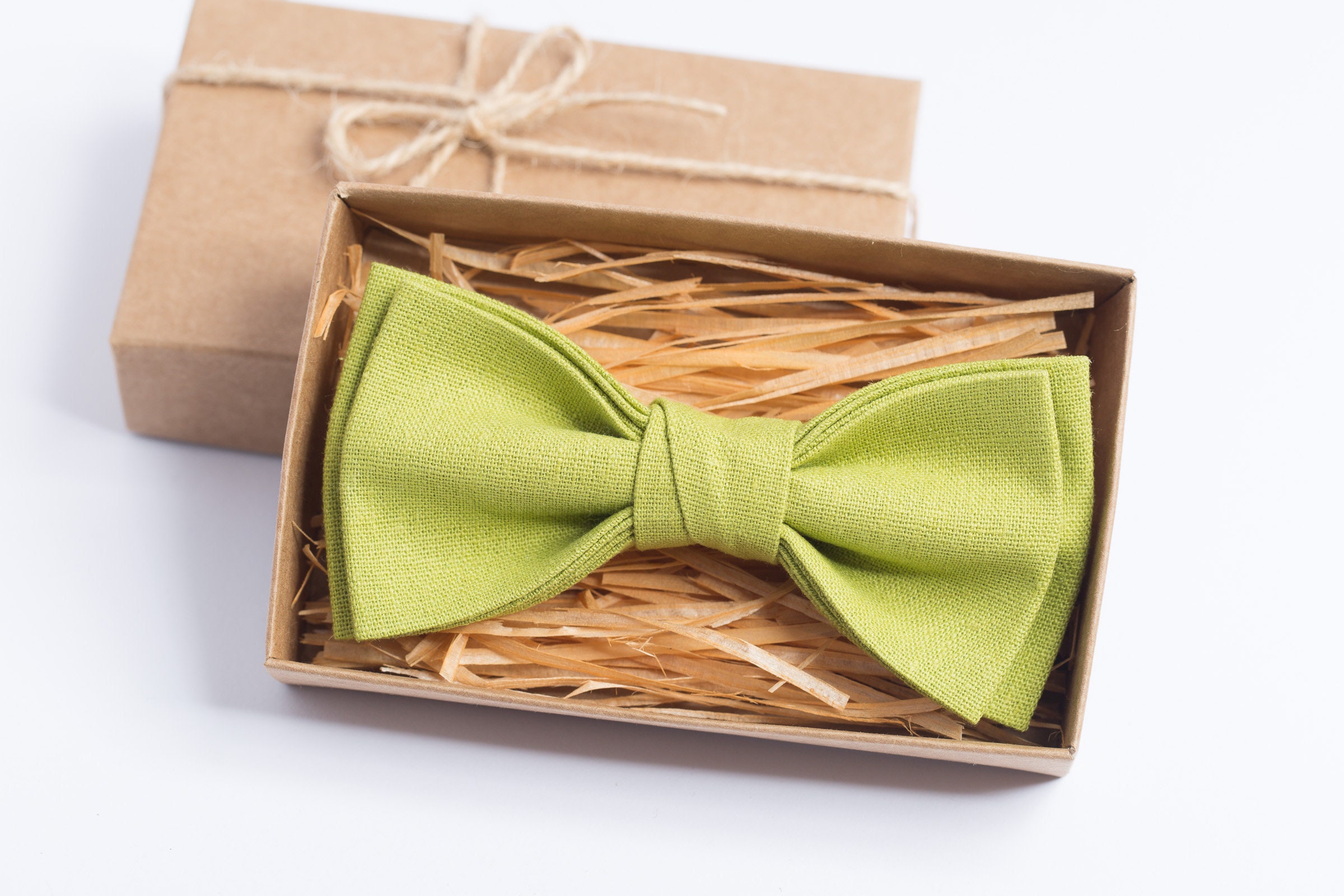 Lime green bow ties for men Linen bow tie for children Etsy