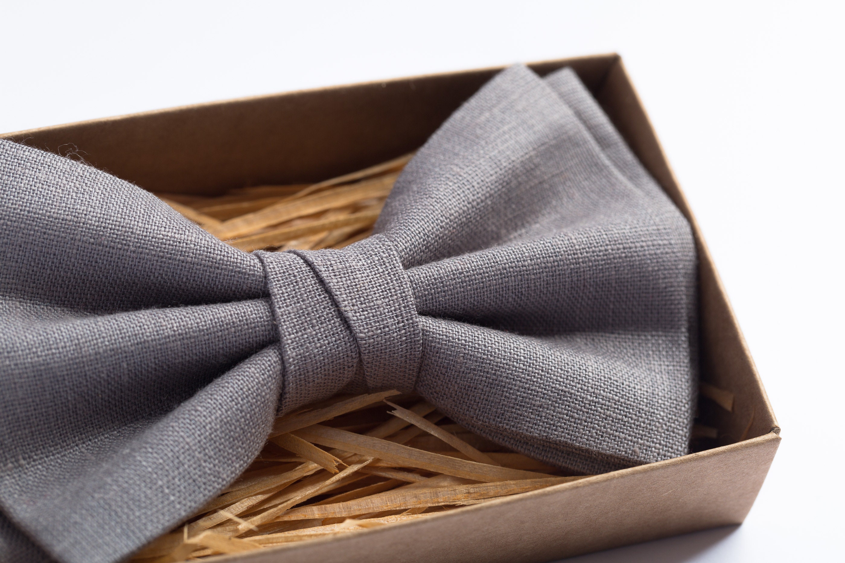 Gray linen bow ties for men | Etsy