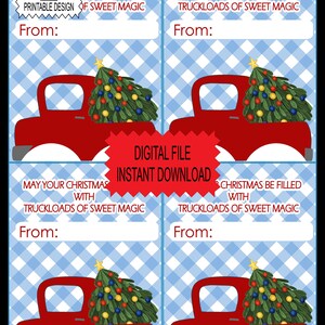 Weihnachts-LKW-Kekskarten, druckbare Weihnachtskarten im roten LKW, digitale Weihnachten, Nicht-Süßigkeiten-Leckerbissen, Klasse Gefälligkeiten, Weihnachtsklassenfeier