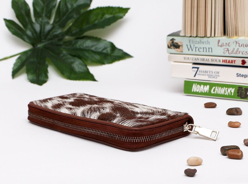 Genuine Leather Wallet Cowhide Wallet for Women Brown and Etsy