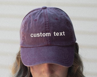 Custom Embroidered Pigment-Dyed Dad Hat – Custom Text or Logo Cap – Personalized "Washed" Vintage Hat