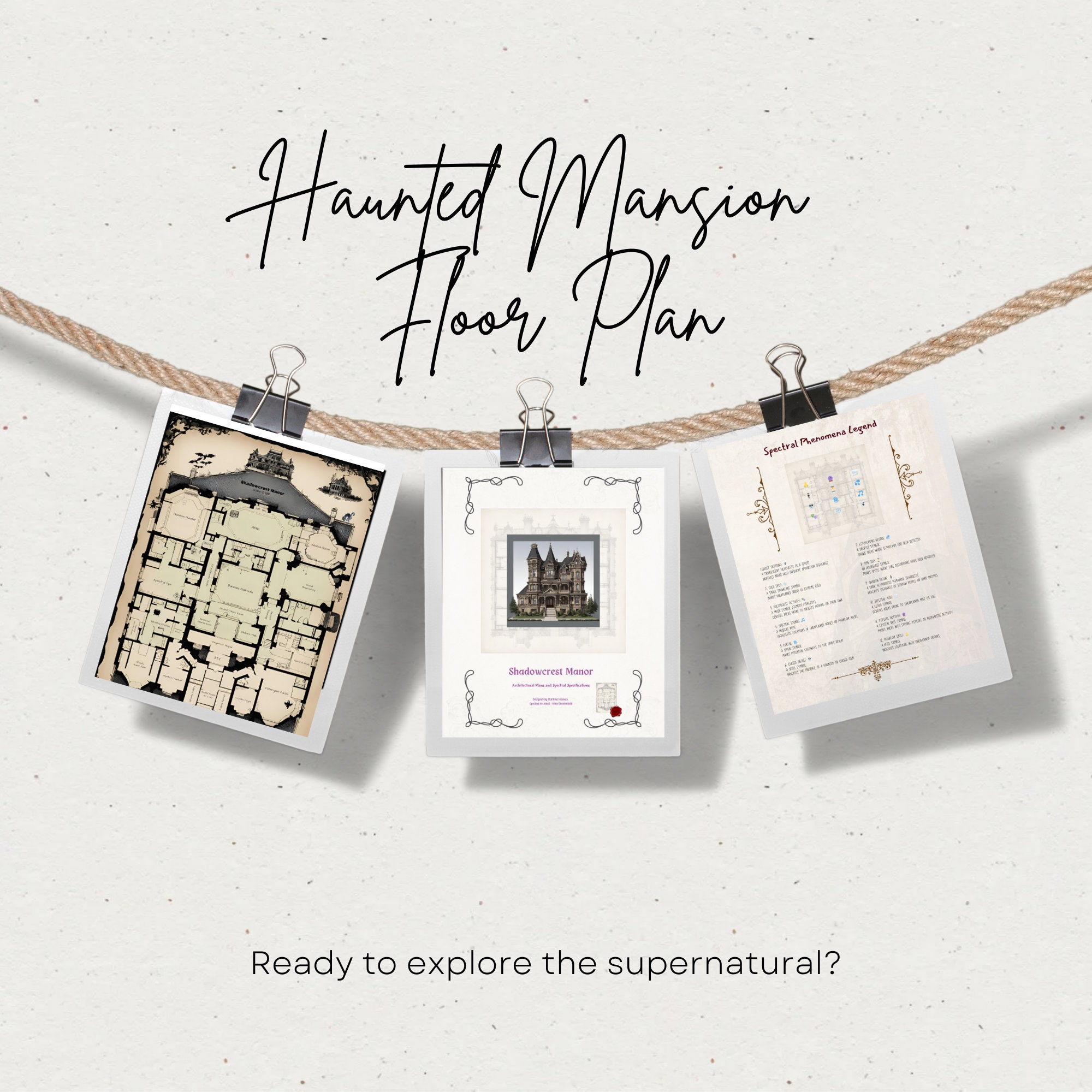 Haunted Mansion Blueprint Victorian Ghost House Floor Plan Printable