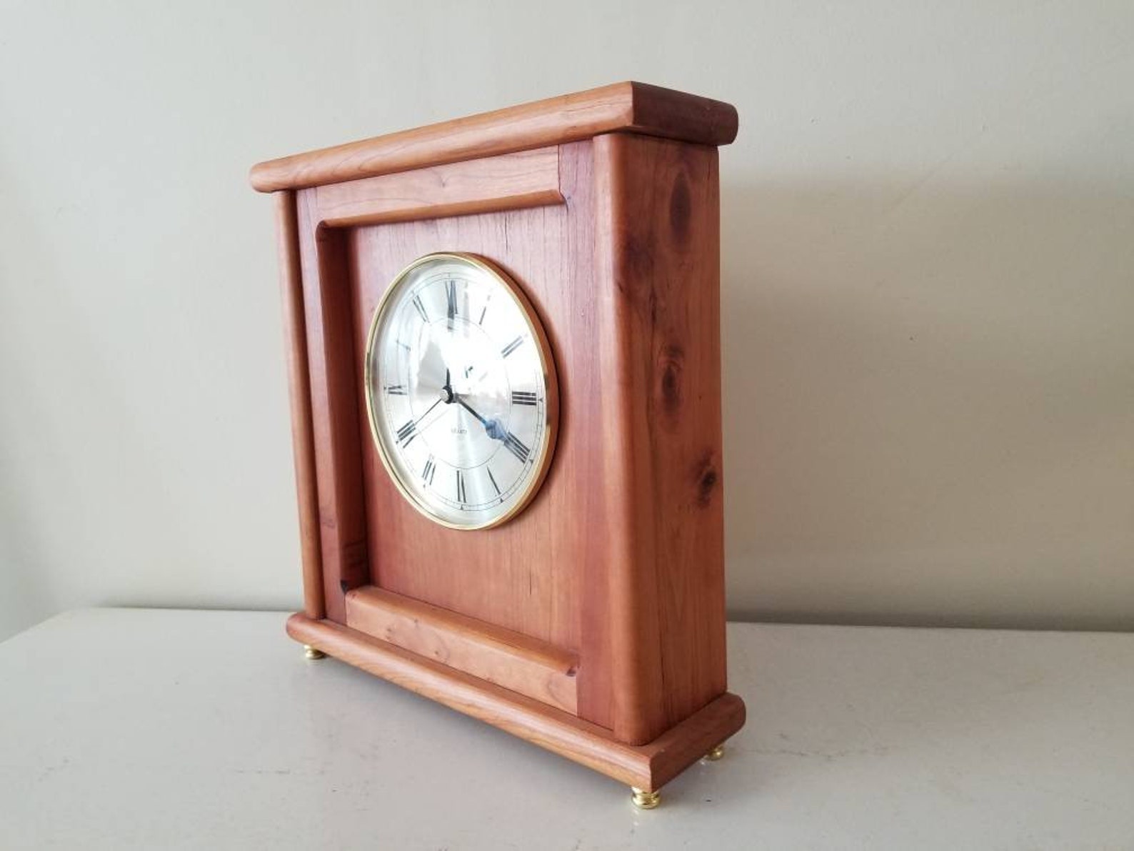 Handmade Cherry Mantle Clock with Battery Powered Quartz Etsy