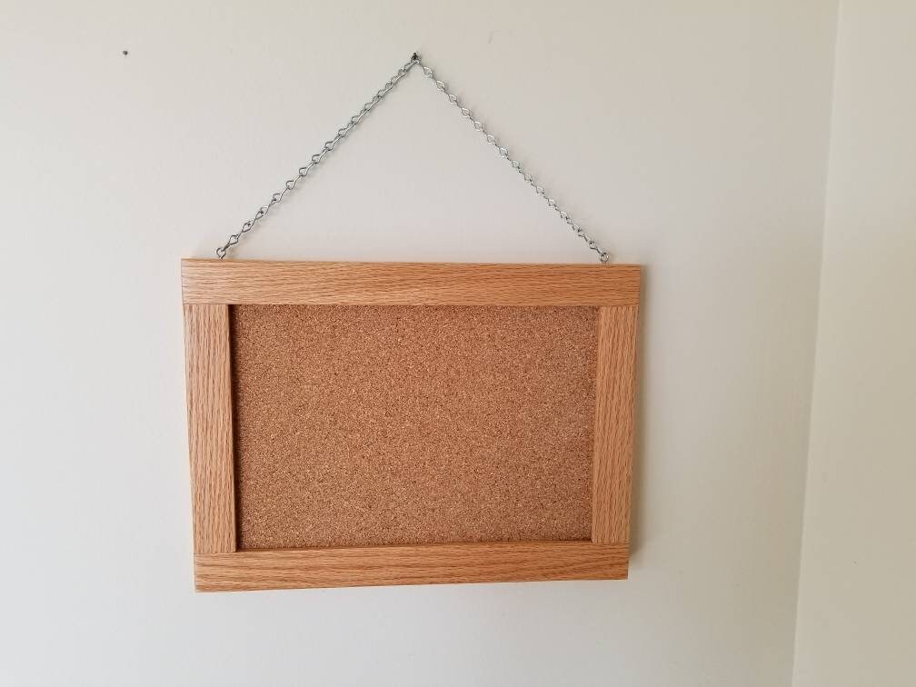 Small Cork Bulletin Board with Red Oak frame Etsy