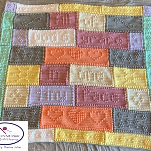 PATTERN:  &quot;All of God&#39;s grace in one tiny face&quot; Puff Stitch Baby Blanket